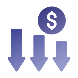 Icono de reducción de costos